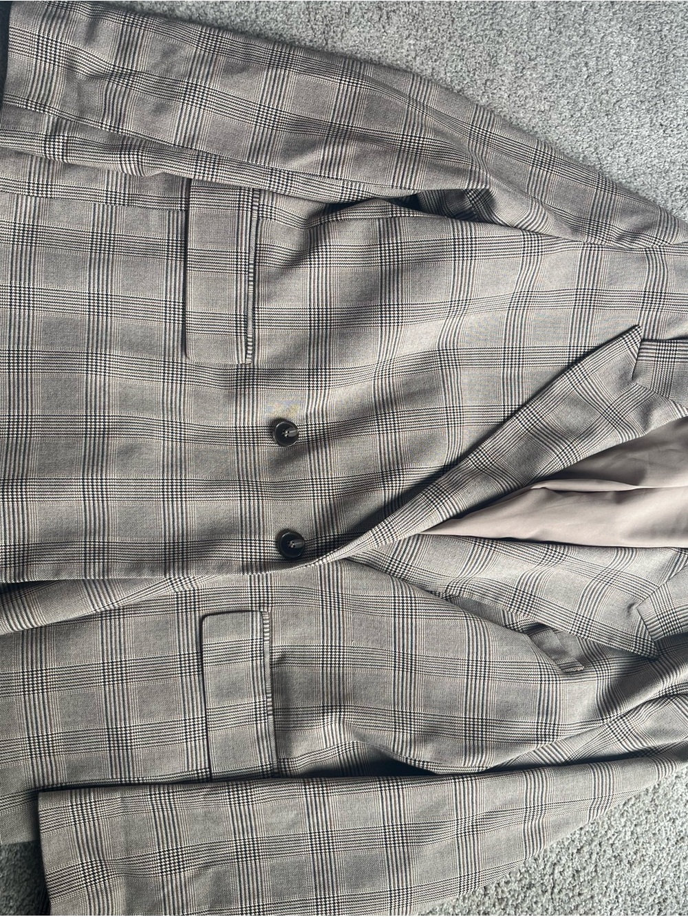 H&M Women's Brown / Tan Plaid Blazer - Double-Button Notch Lapel
